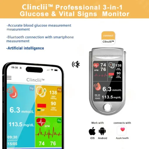 Clinclii™ 𝐏𝐫𝐨𝐟𝐞𝐬𝐬𝐢𝐨𝐧𝐚𝐥 𝟑𝐢𝐧𝟏 𝐆𝐥𝐮𝐜𝐨𝐬𝐞 & 𝐕𝐢𝐭𝐚𝐥 𝐒𝐢𝐠𝐧𝐬 𝐌𝐨𝐧𝐢𝐭𝐨𝐫