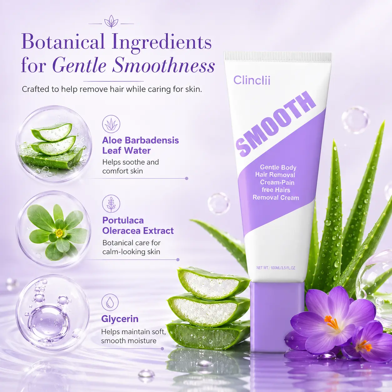 Clinclii™ Smooth Hair Removal Cream Silky Skin in Minutes, No Razor Needed
