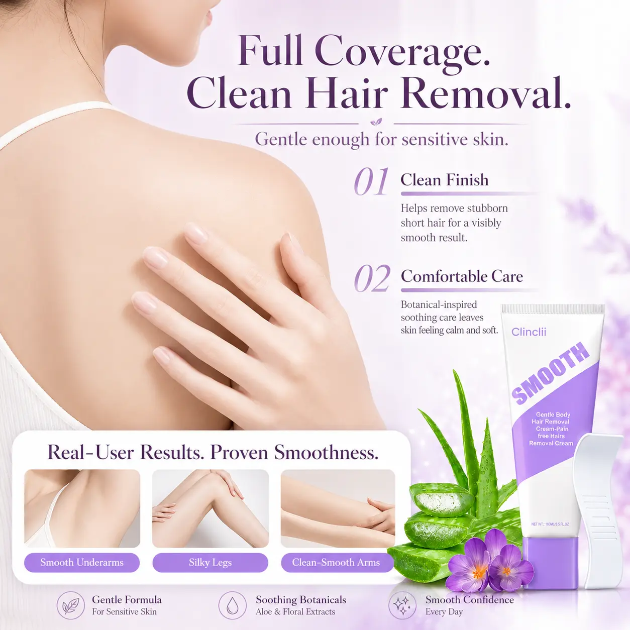 Clinclii™ Smooth Hair Removal Cream Silky Skin in Minutes, No Razor Needed