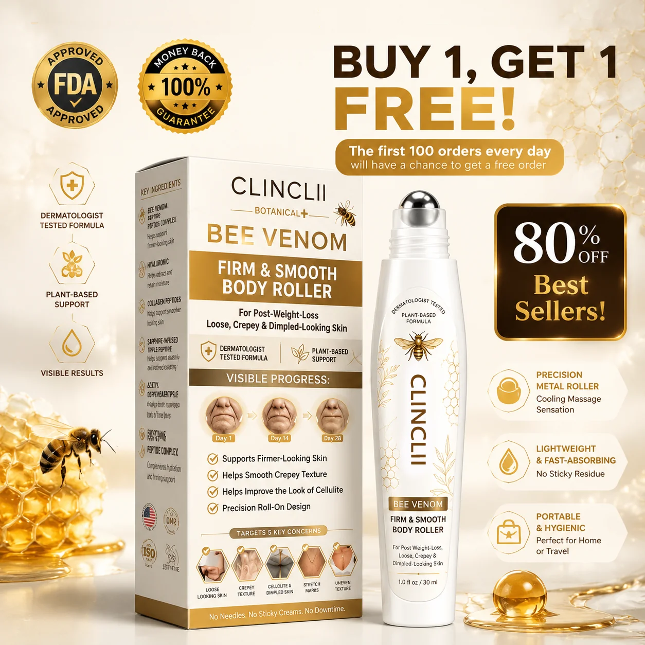 Clinclii™ Bee Venom Firm & Smooth Precision Body Roller